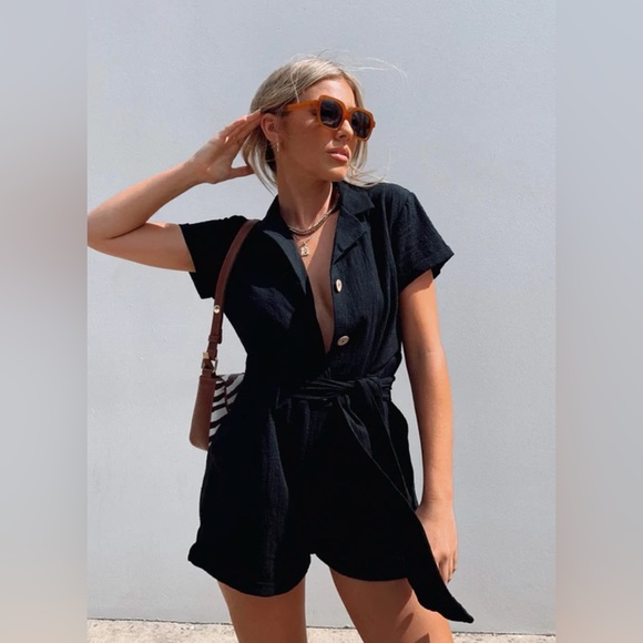 Princess Polly Pants - Princess Polly Ashens Romper Black
